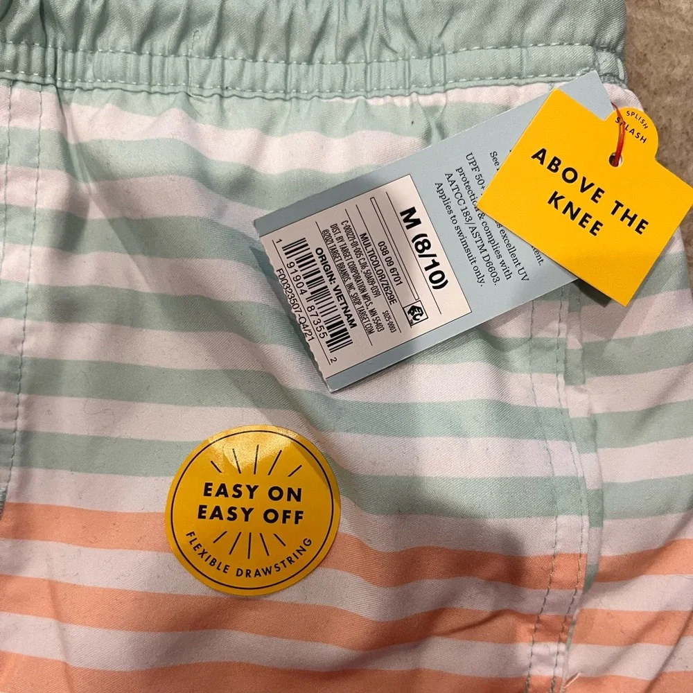 NWT Striped Colorblock Volley Swim Trunks